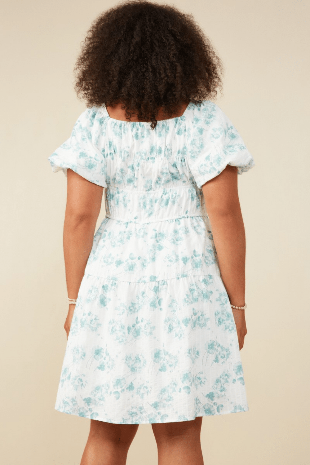 Lexi Short Sleeve Textured Floral Dress in White
