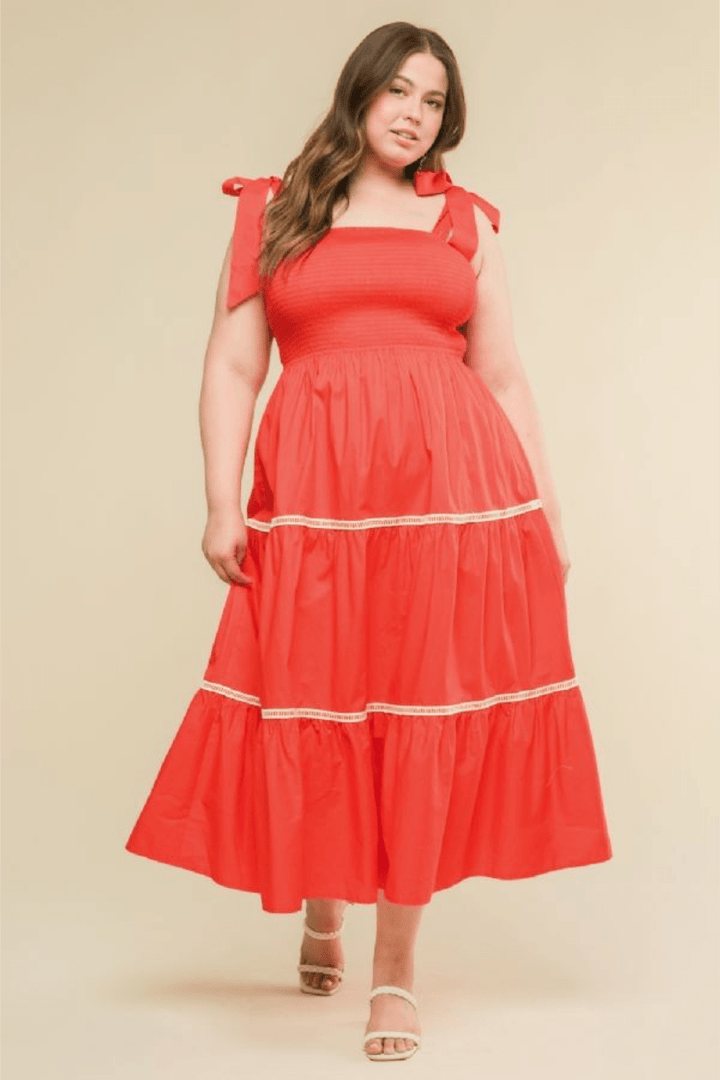 Maggie Sleeveless Poplin Maxi Dress in Red - FINAL SALE