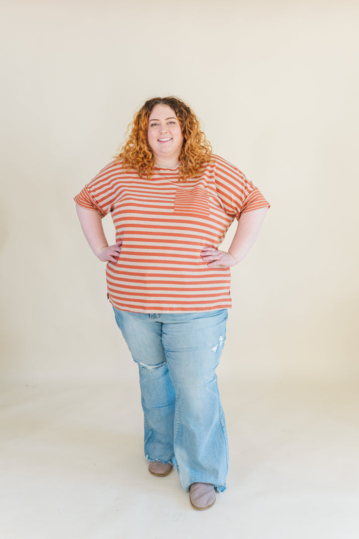 Piper Striped Pocket T-Shirt in Rust (Online Exclusive)