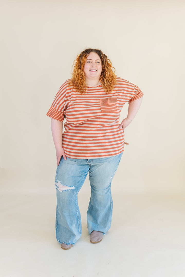 Piper Striped Pocket T-Shirt in Rust (Online Exclusive)