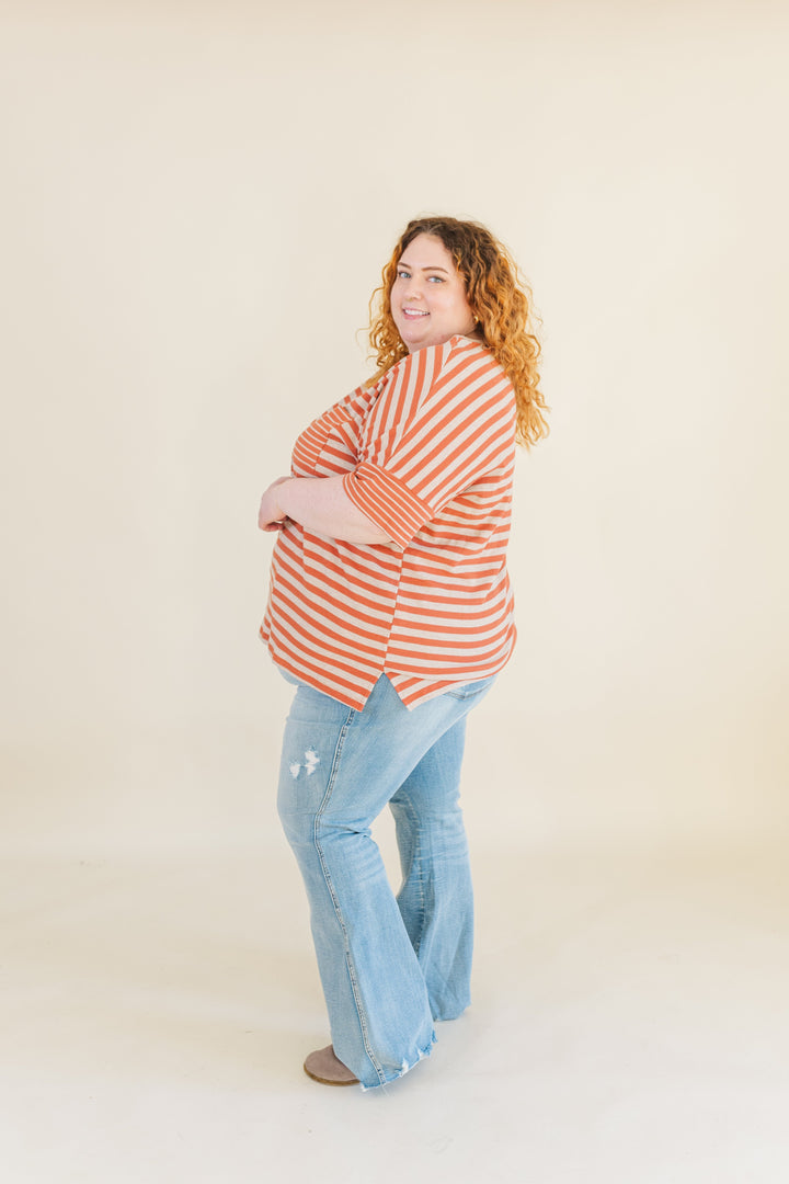 Piper Striped Pocket T-Shirt in Rust (Online Exclusive)