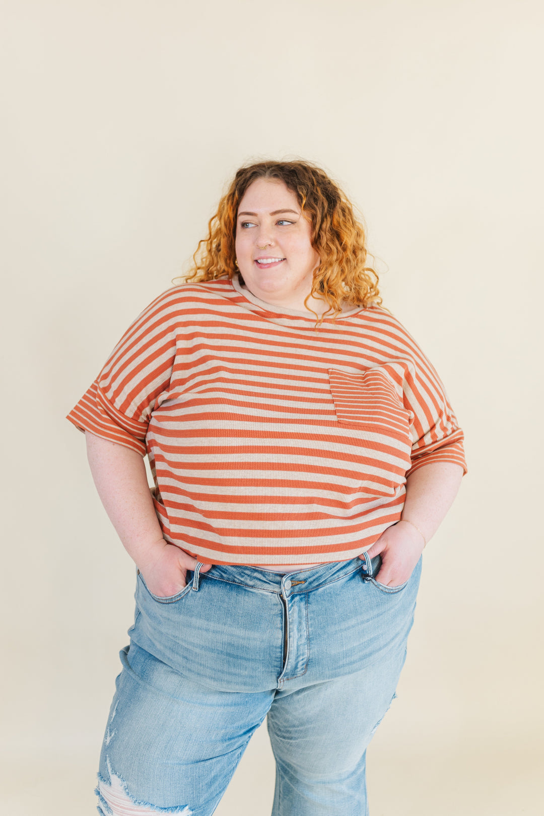 Piper Striped Pocket T-Shirt in Rust (Online Exclusive)