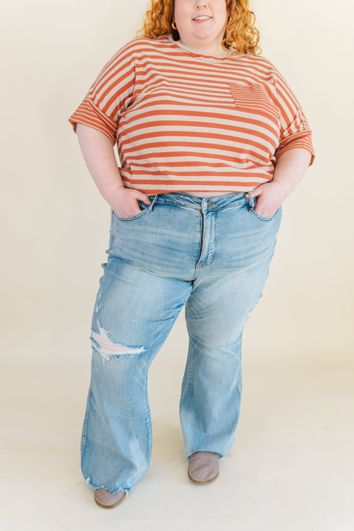 Piper Striped Pocket T-Shirt in Rust (Online Exclusive)