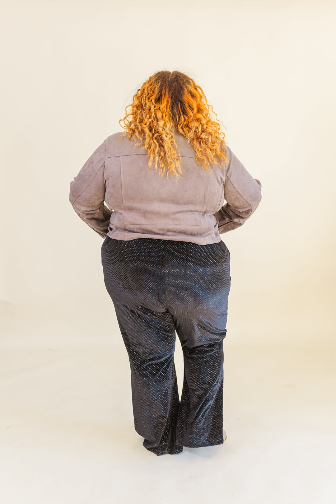 Clara Textured Velvet Wide Leg Pants in Black (Online Exclusive)