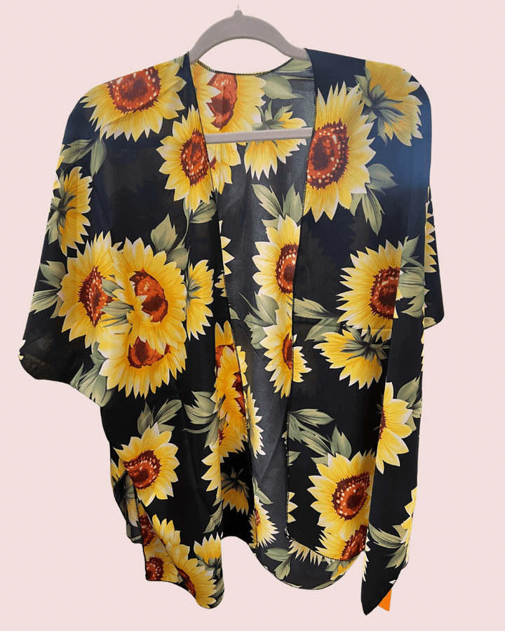 Sunny Sunflower Short Sleeve Kimono