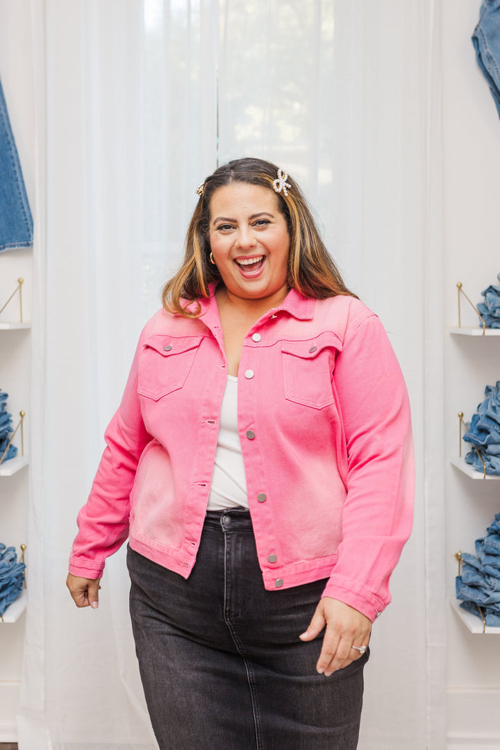 Tyla Cropped Rhinestone Denim Jacket With Fringe Detail